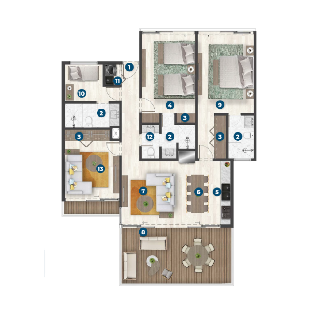 2B + Family A — 158m²