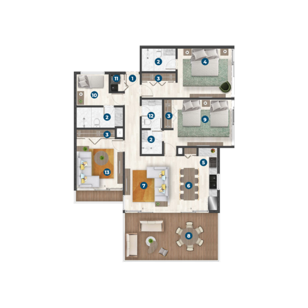 2B + Family B — 151m²