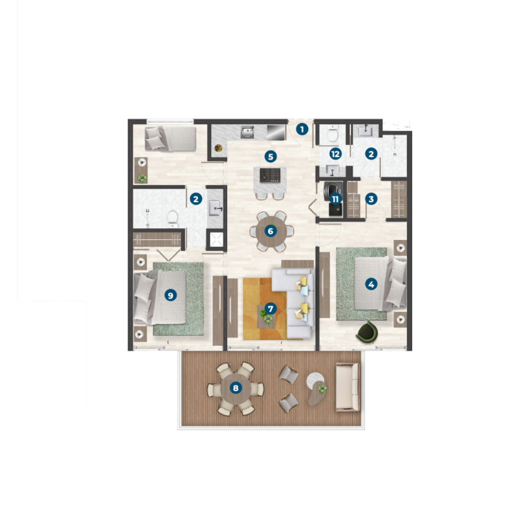 2B + SR — 113m²